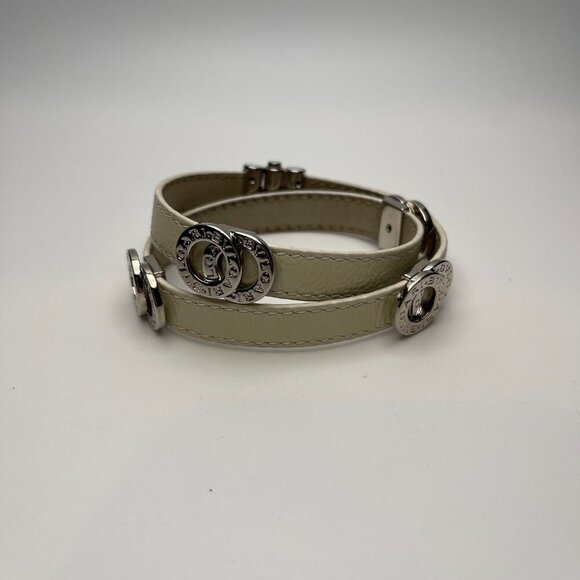 BVLGARI Double Coiled Ivory Leather Double Wrap Bracelet - Preowned